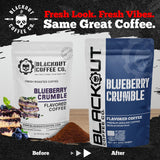 Blackout Coffee Blueberry Crumble Flavored Ground Coffee - Medium Roast, Smooth Taste, Guilt-Free Indulgence - Freshly Roasted 12oz Bag
