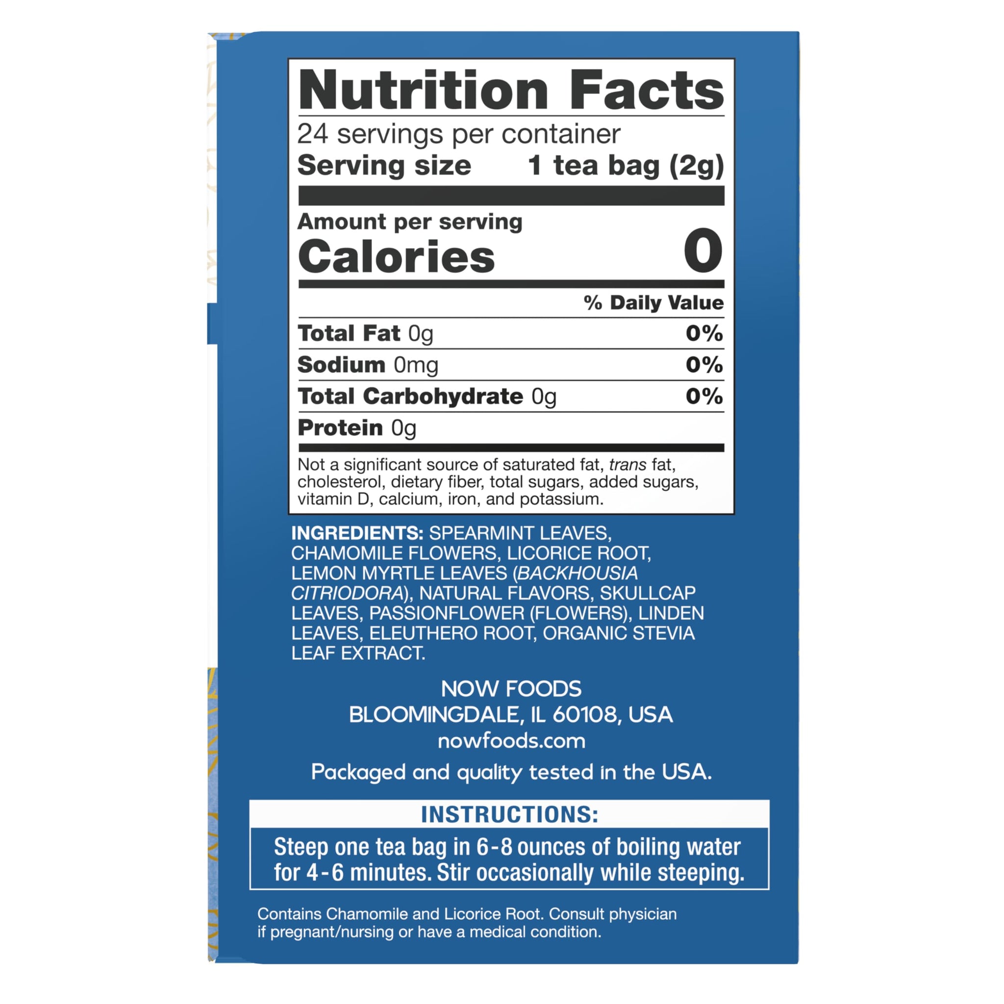 NOW Foods, Nighttime™ Tea, Mellow Nighttime Herbal Tea, Soothing, Relaxing Brew Before Bedtime, Premium Unbleached Tea Bags with No-Staples Design
