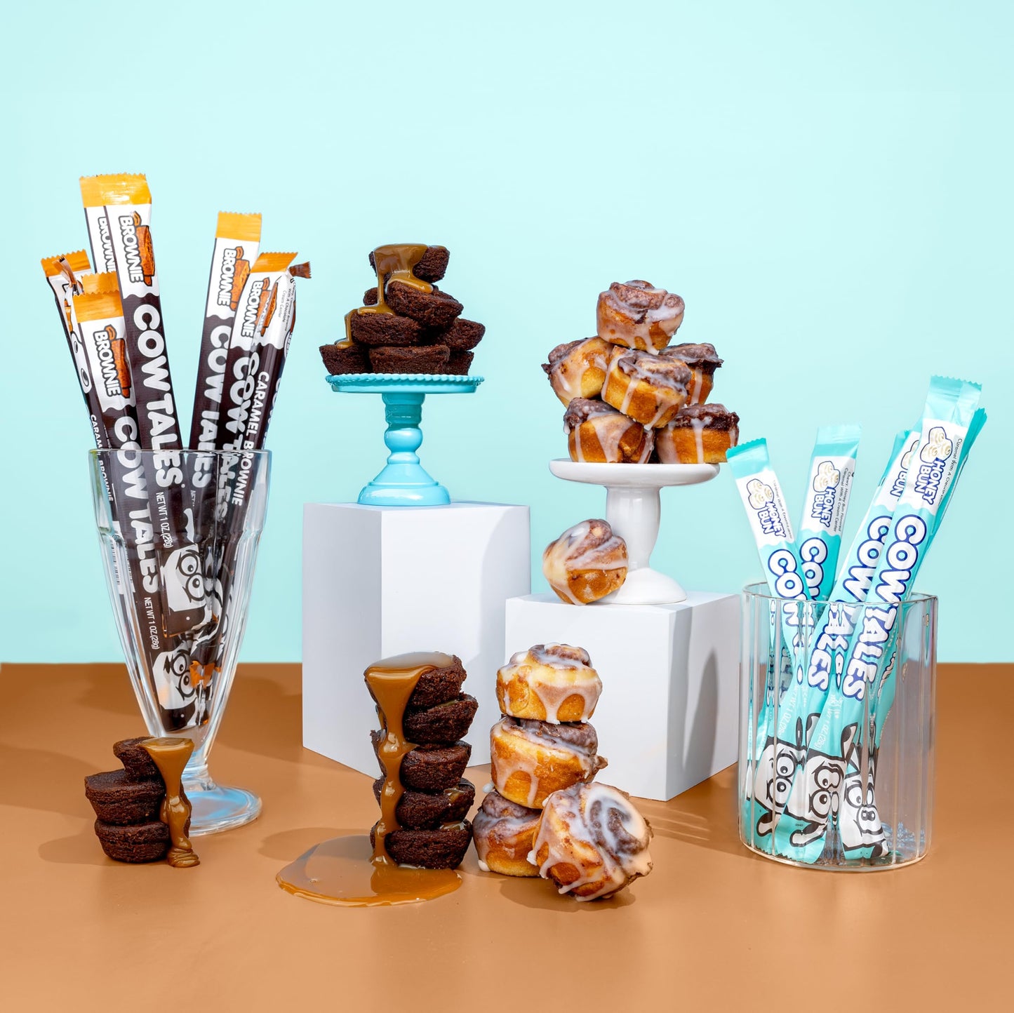Goetze's Candy Bake Shoppe Cow Tales Mix - Honey Bun & Caramel Brownie - 36ct. Canister - Fresh from the Factory
