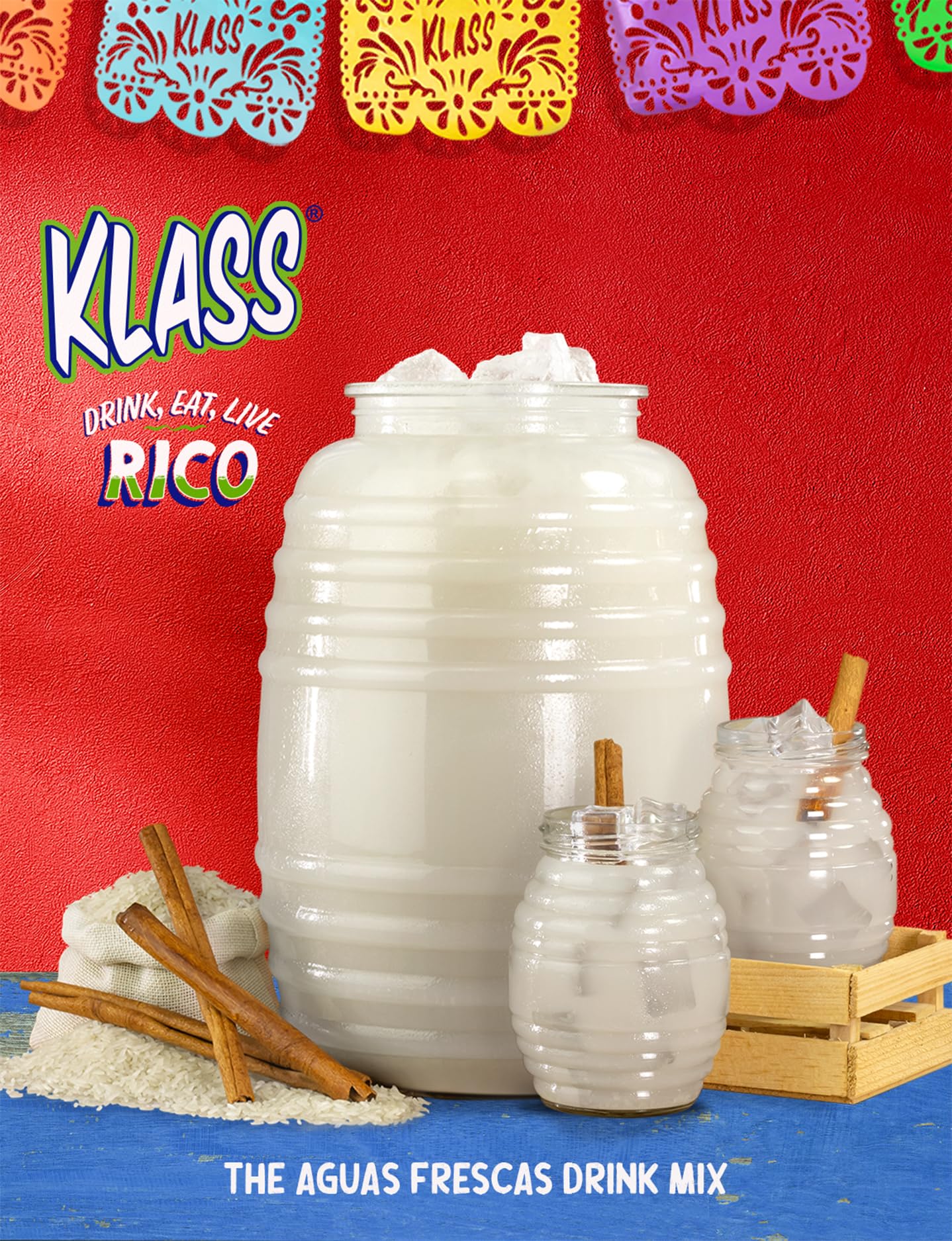 Klass Aguas Frescas Drink Mix Family Pack - Horchata - Powder Drink Mix, Water Drink Mix with Natural Flavors & Vitamin C, Makes 28 to 36 Quarts (56