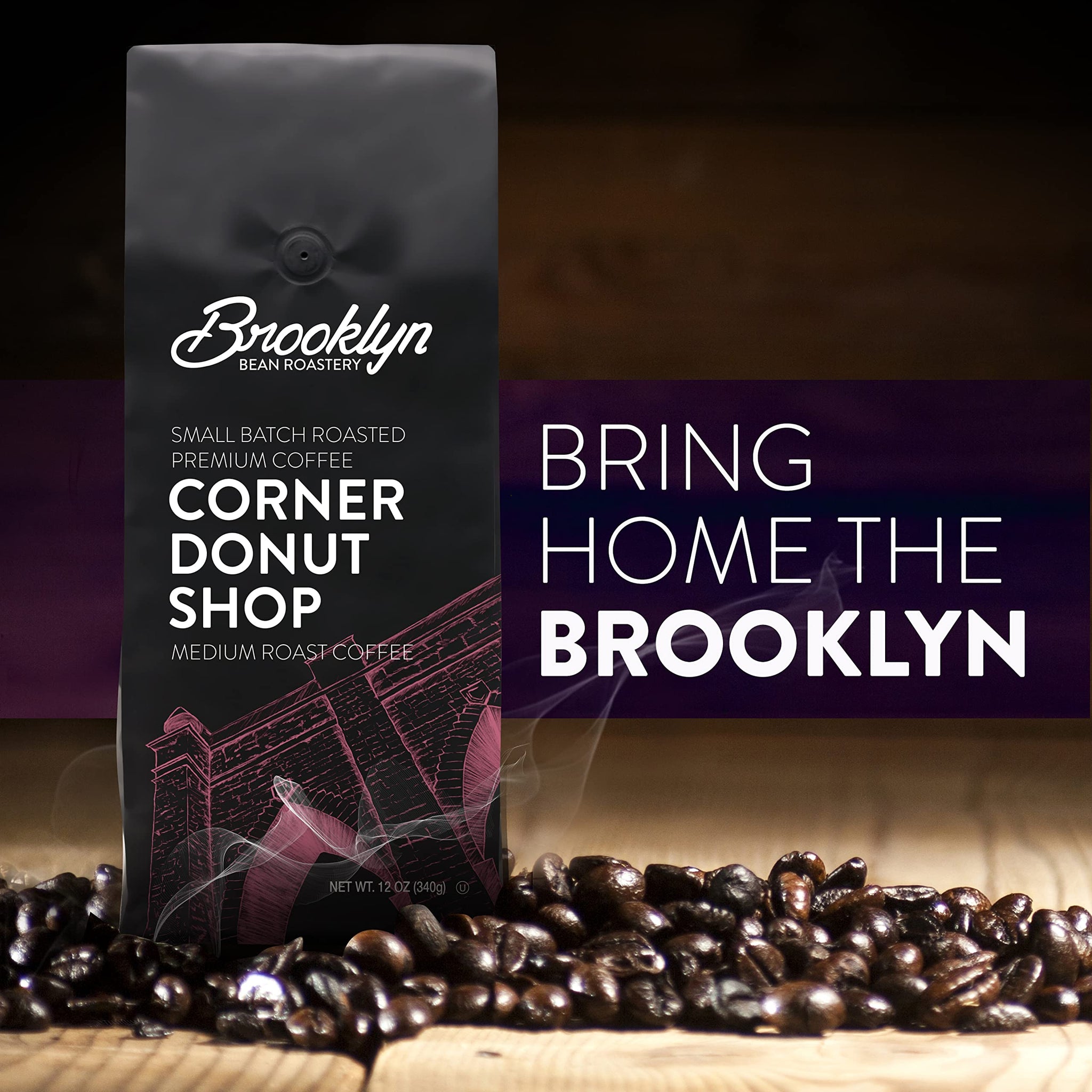 Brooklyn Beans Bagged Ground Coffee Variety Pack - Light, Medium, Dark Roast and Flavored (12 Ounce Bag, Pack of 6)