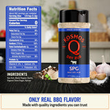 Kosmos Q SPG BBQ Dry Rub, Bold Salt Pepper Garlic Blend with Organic Cane Sugar, BBQ Seasoning for Brisket, Chicken, Steak, Ribs, Pork, Seafood