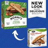 Nonni's Toffee Almond Biscotti Italian Cookies - Italian Biscotti Cookies - Biscotti Individually Wrapped - Dipped in Milk Chocolate - w/ Almonds