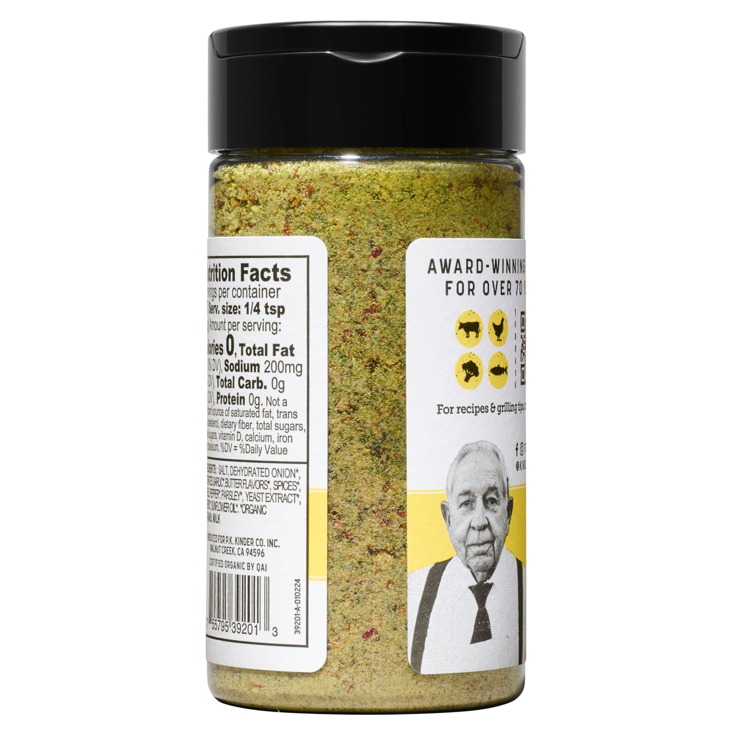 Kinder's Organic Buttery Steakhouse Seasoning, 6 Oz, Garlic, Butter and Pepper Blend, USDA Certified Organic, MSG Free, Great on Beef, Chicken