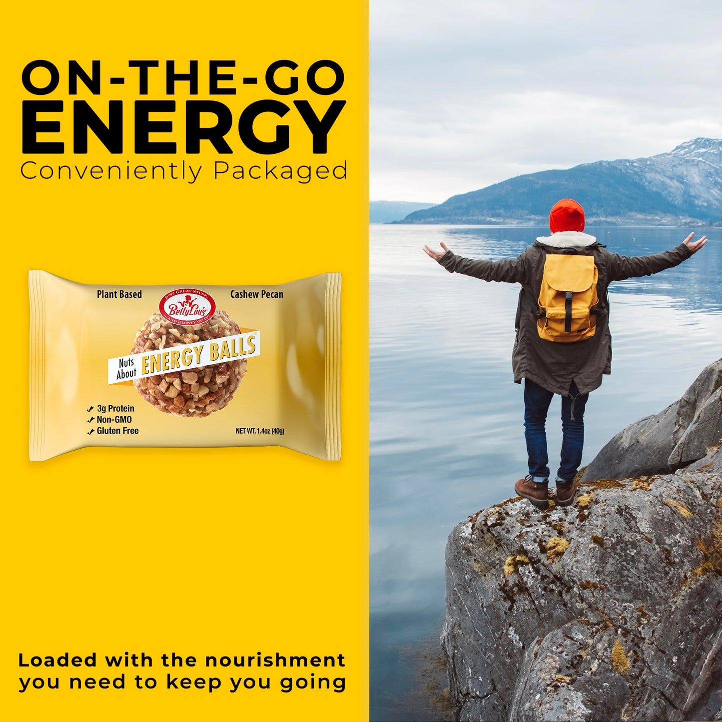 Betty Lou's Cashew Pecan Energy Balls, Healthy Vegan Energy Bites, Non GMO, High Fiber, No Refined Sugars, Gluten Free Dairy Free Snacks, Individually