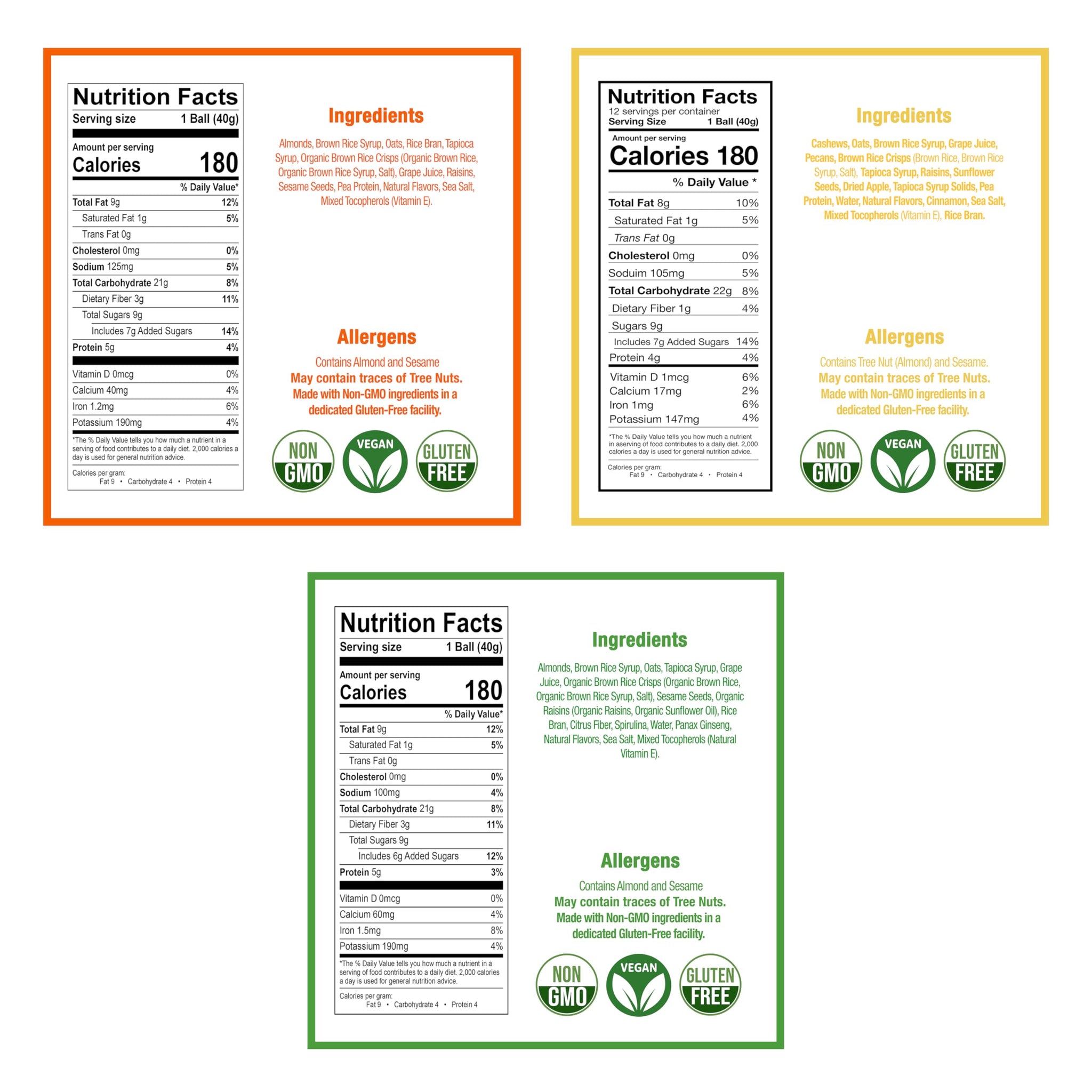 Betty Lou's Variety Pack Vegan Energy Balls, Delicious Gluten Free Protein Balls, Non GMO, High Fiber, No Refined Sugar, Healthy Vegan Snacks