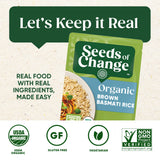 SEEDS OF CHANGE Certified Organic Brown Basmati Rice, Organic Food, 8.5 OZ Pouch