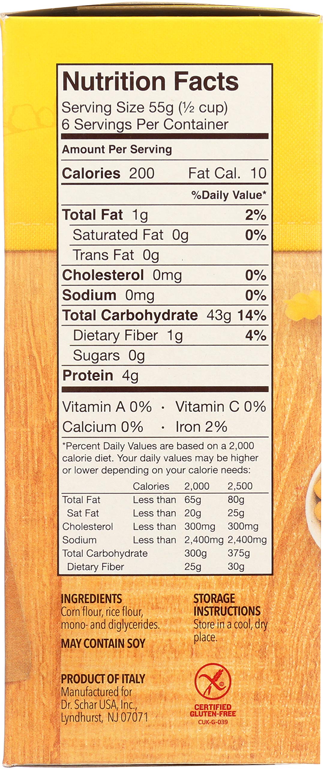 Schar - Pasta Fusilli- Certified Gluten Free - No GMO's, Wheat or Preservatives - (12 oz) 5 Pack