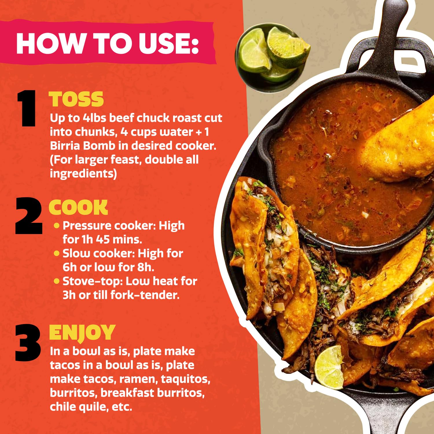EZ Bombs Birria Bomb Seasoning, Pack of 2 - Authentic Mexican Spice Mix + Exclusive Digital Recipe Guide - Perfect for Tacos, Burritos, Nachos