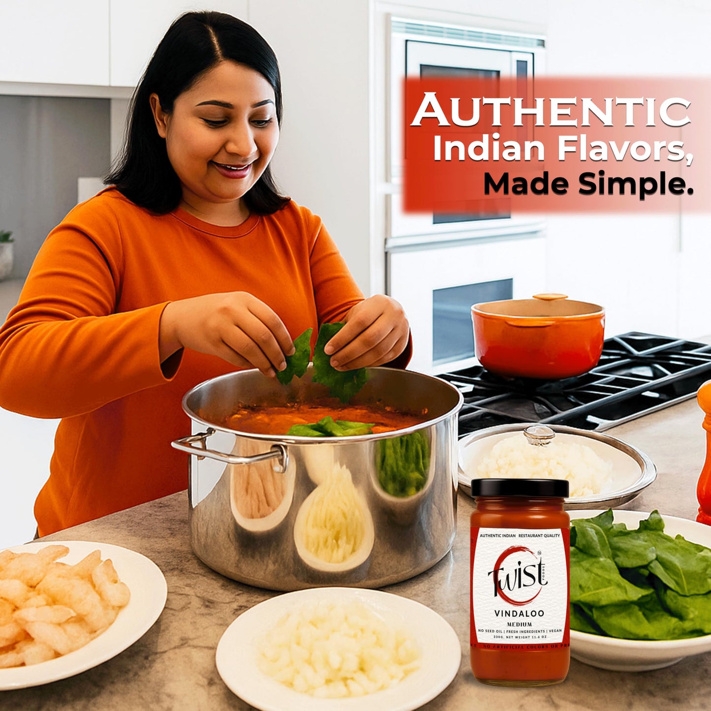 Twist Foods Vindaloo Sauce | Medium Heat Indian Vindaloo Curry Sauce| Authentic Restaurant-Style Simmer Sauce | Gluten-Free | No Preservatives or