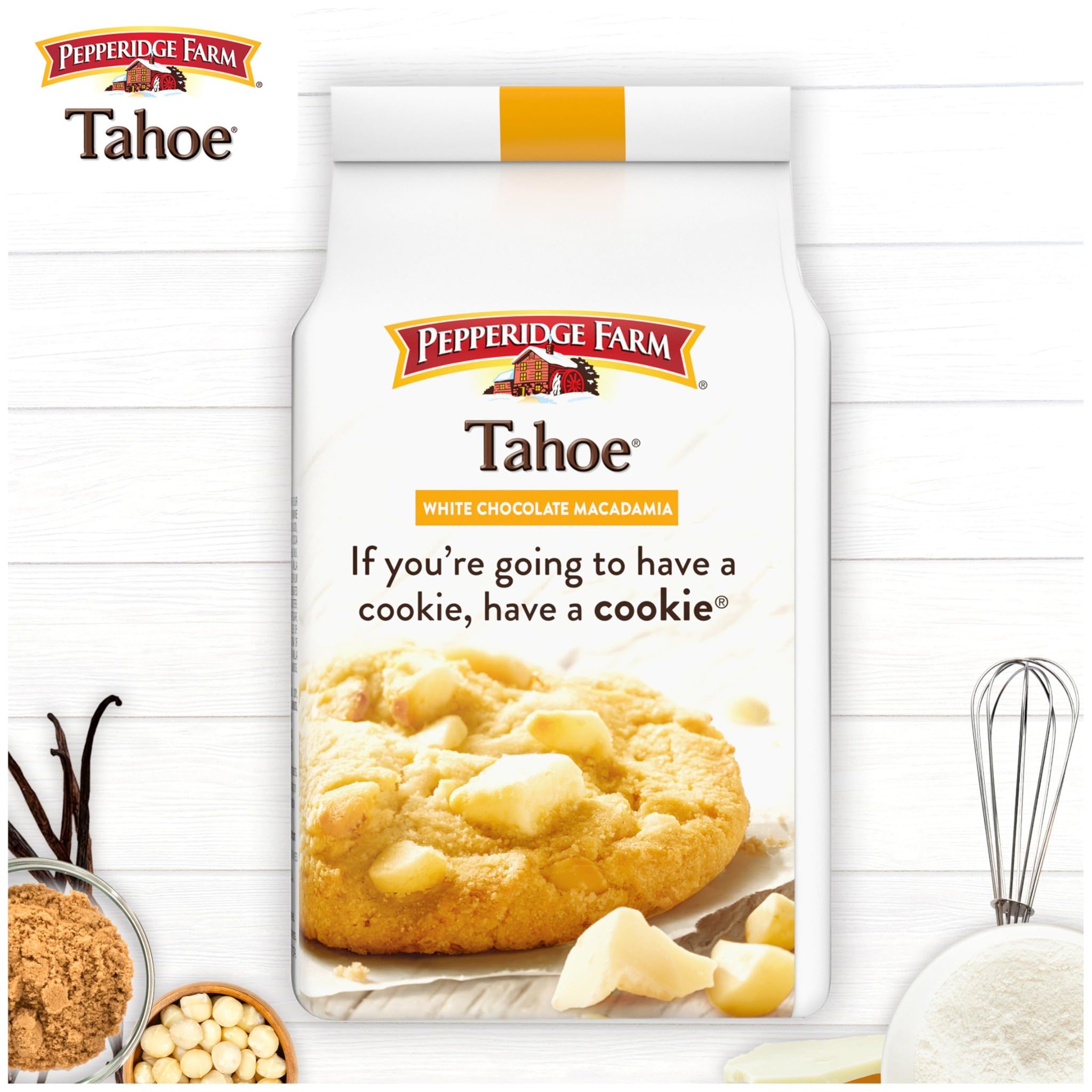Pepperidge Farm Tahoe Crispy White Chocolate Macadamia Nut Cookies, 7.2 OZ Bag (8 Cookies)