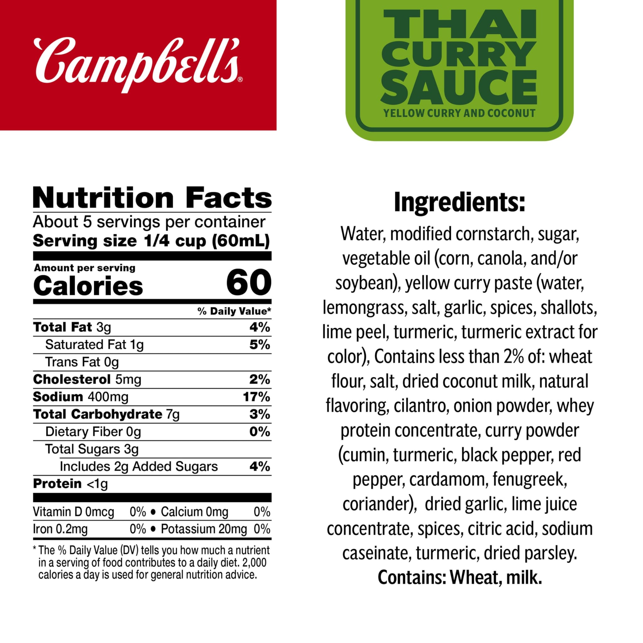 Campbell's Condensed Thai Curry Sauce, Yellow Curry and Coconut, 10.5 Oz Can