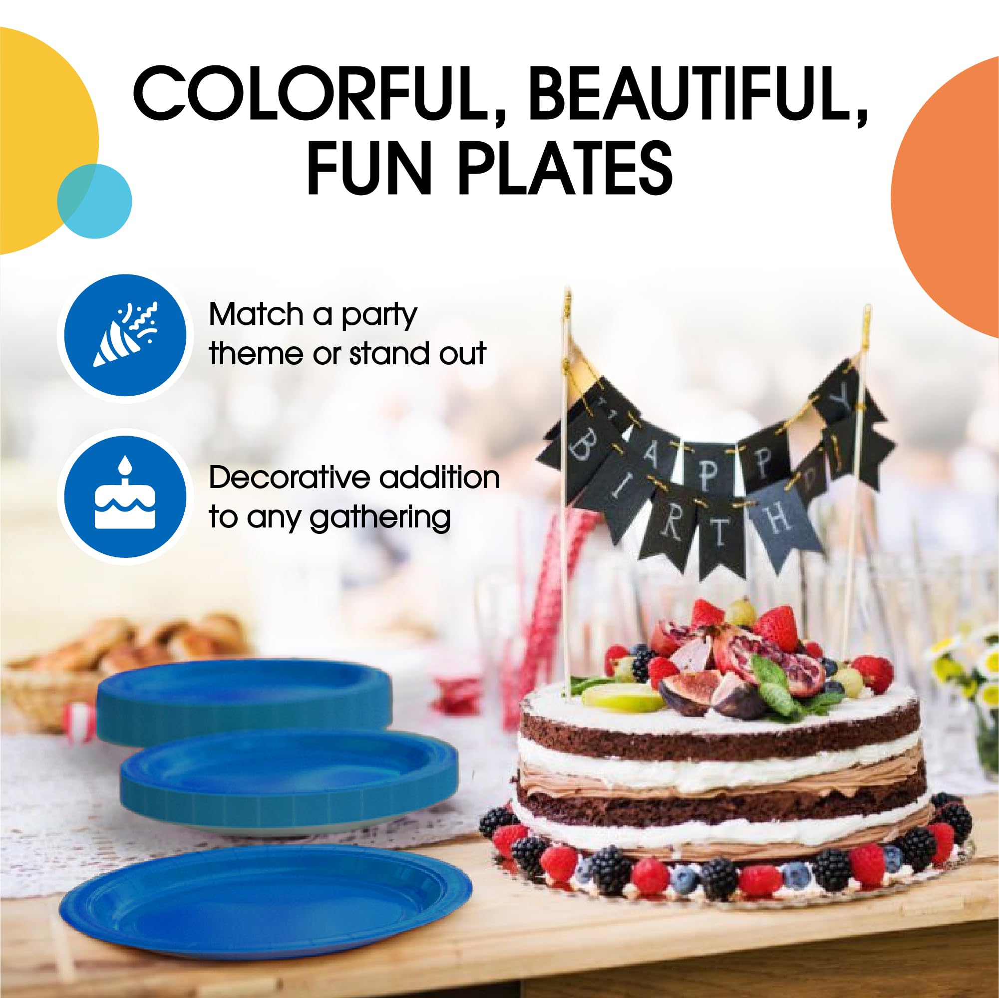Exquisite Dark Blue Paper Plates Disposable Heavy Duty 10 Inch Blue Disposable Plates For Party 50 Pcs Heavy Duty Paper Plate 350 GSM, Birthday Party