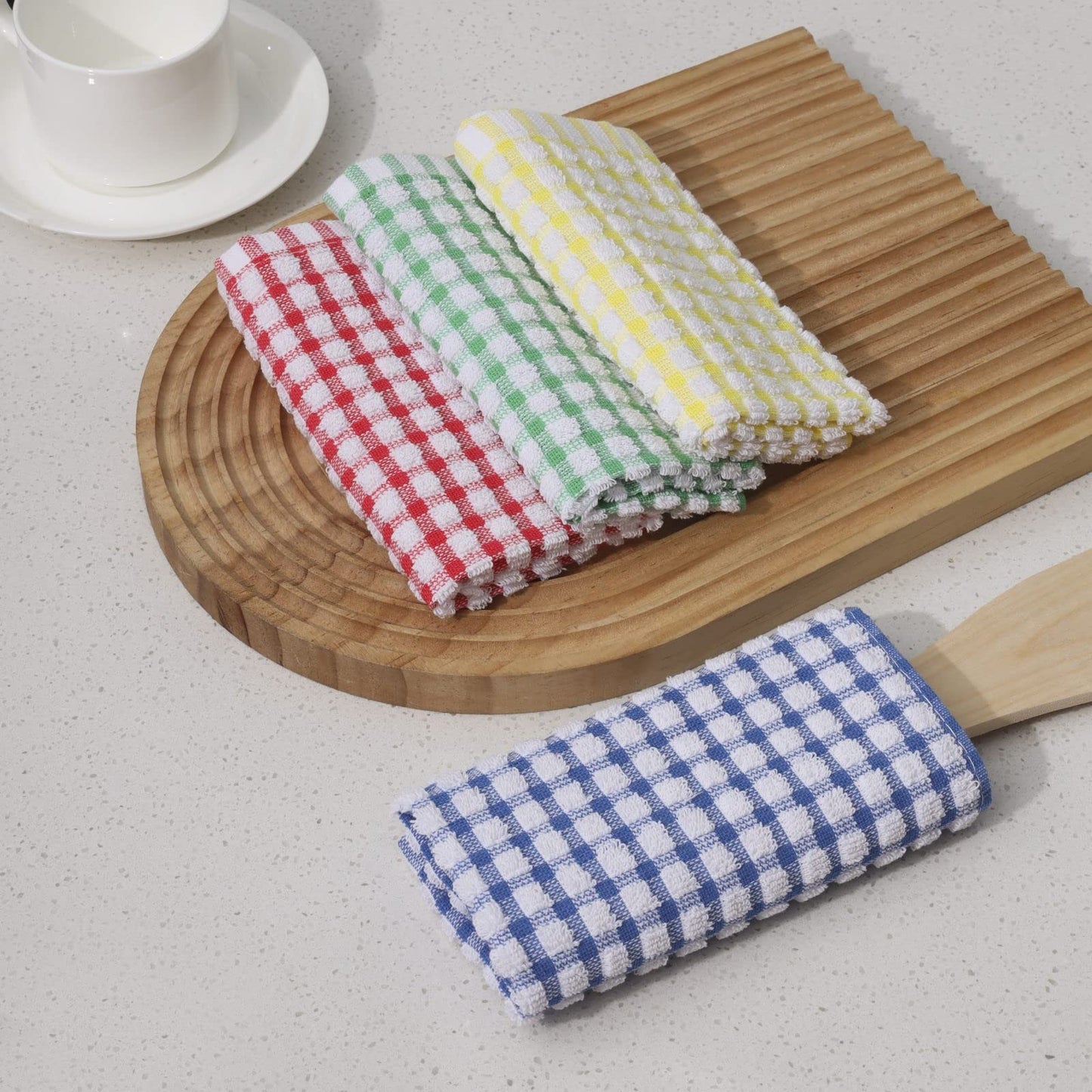 clwellge Kitchen Dish Cloths 12pcs, Bulk Cotton Absorbent Dish Rags, Perfect Cleaning Cloths for Household and Commercial Uses