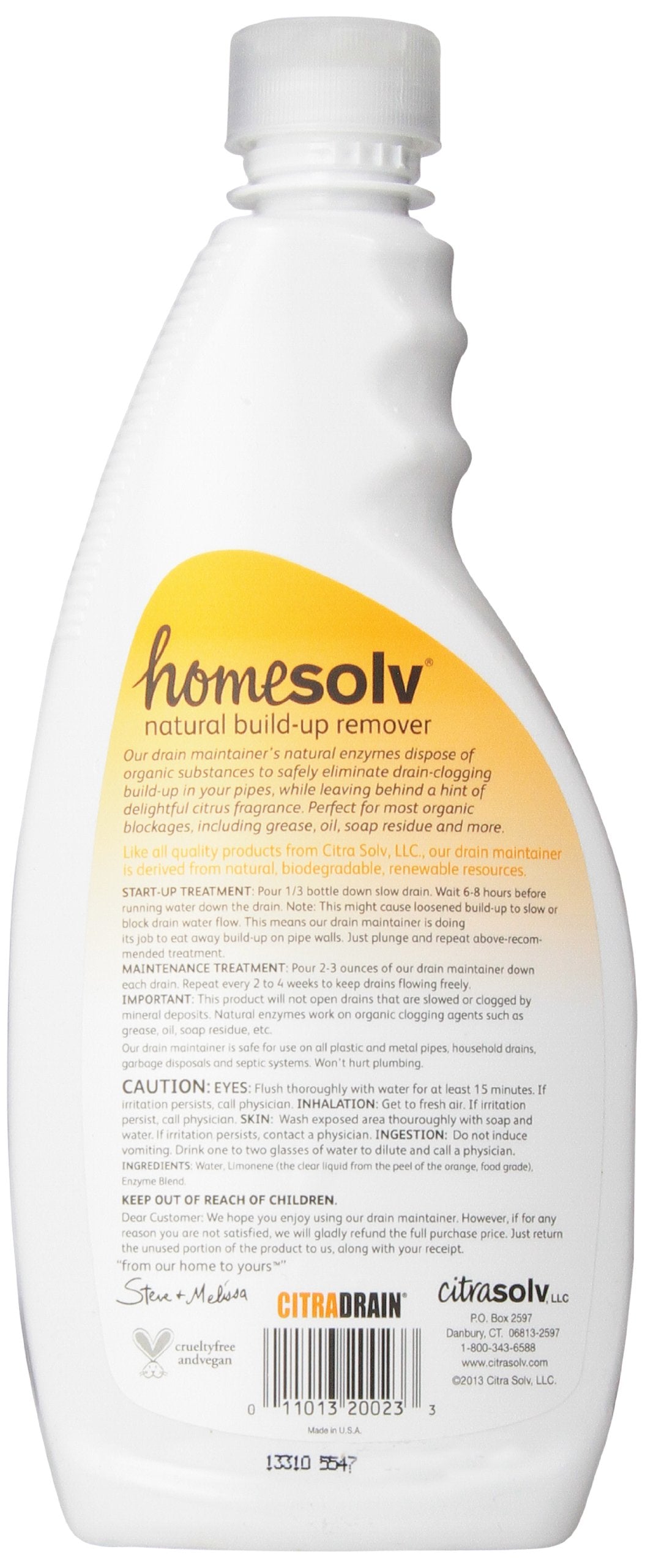 Homesolv Enzyme Drain Cleaner and Deodorizer - Breaks Down Grease Build Up, Eliminating Odors and Smells, Septic Safe, Non-Caustic Sink Drain