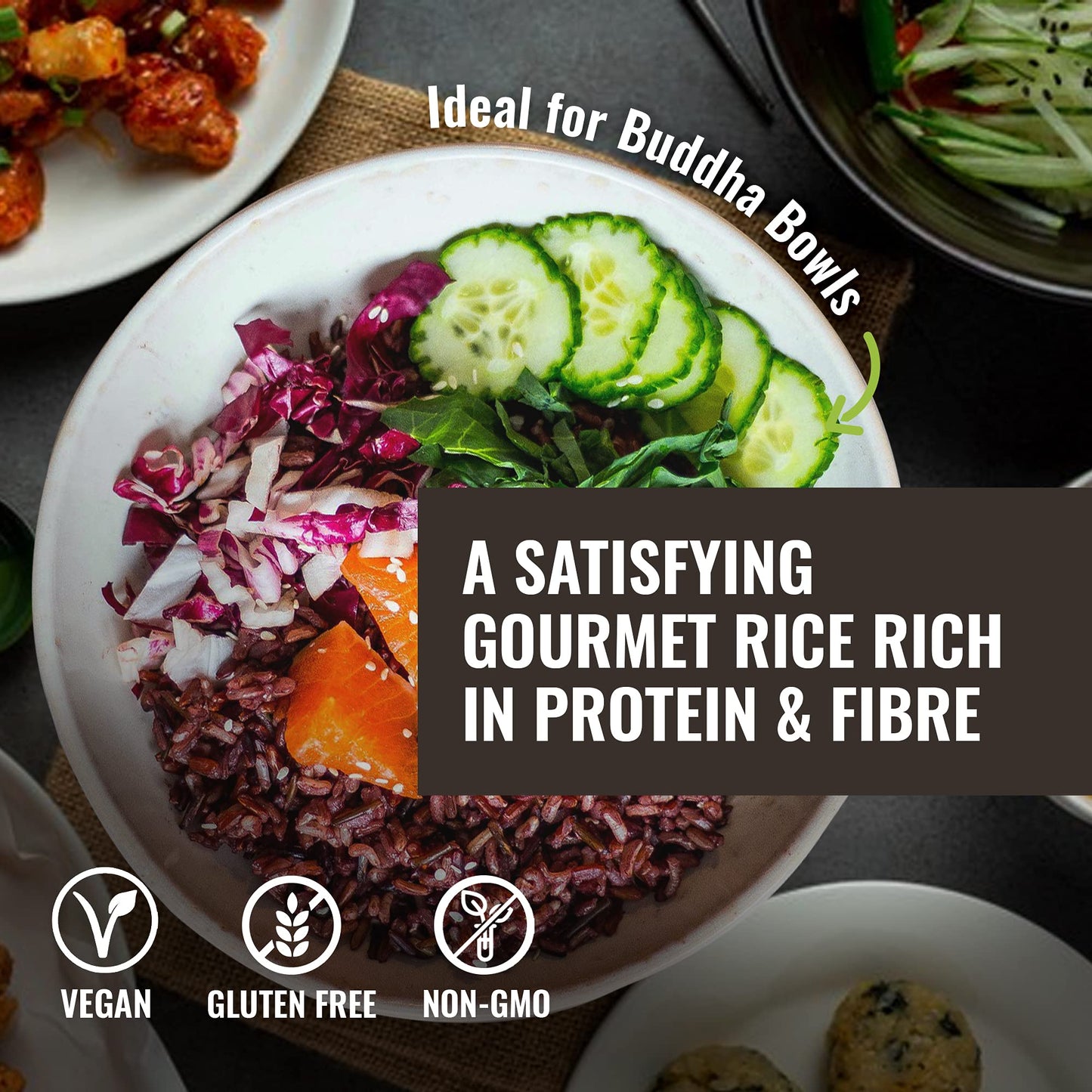 Floating Leaf Wild Rice Blend - Non-GMO & Gluten free Organic Rice| Jasmine Thai Rice Trio blended with Riceberry Rice, Brown Rice & Red Rice (Pack of 1) 14 oz | Vegan & Kosher Wild Rice Blend