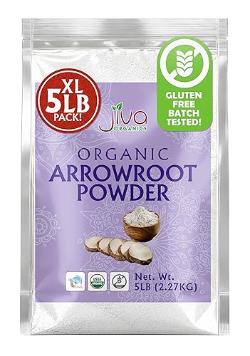 Jiva Organics Organic Arrowroot Flour (Powder) 5 Pound Bag - Raw, Non-GMO, Gluten Free