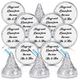 Laumoi 1000 Pcs Hugs and Kisses from The New Mr and Mrs Wedding Stickers, Chocolate Drops Labels Candy Stickers 0.75 Inch for Weddings Engagement