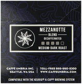 Caffe Umbria Single Serving Coffee Cups, Mezzanotte Decaf Blend, 12 Count