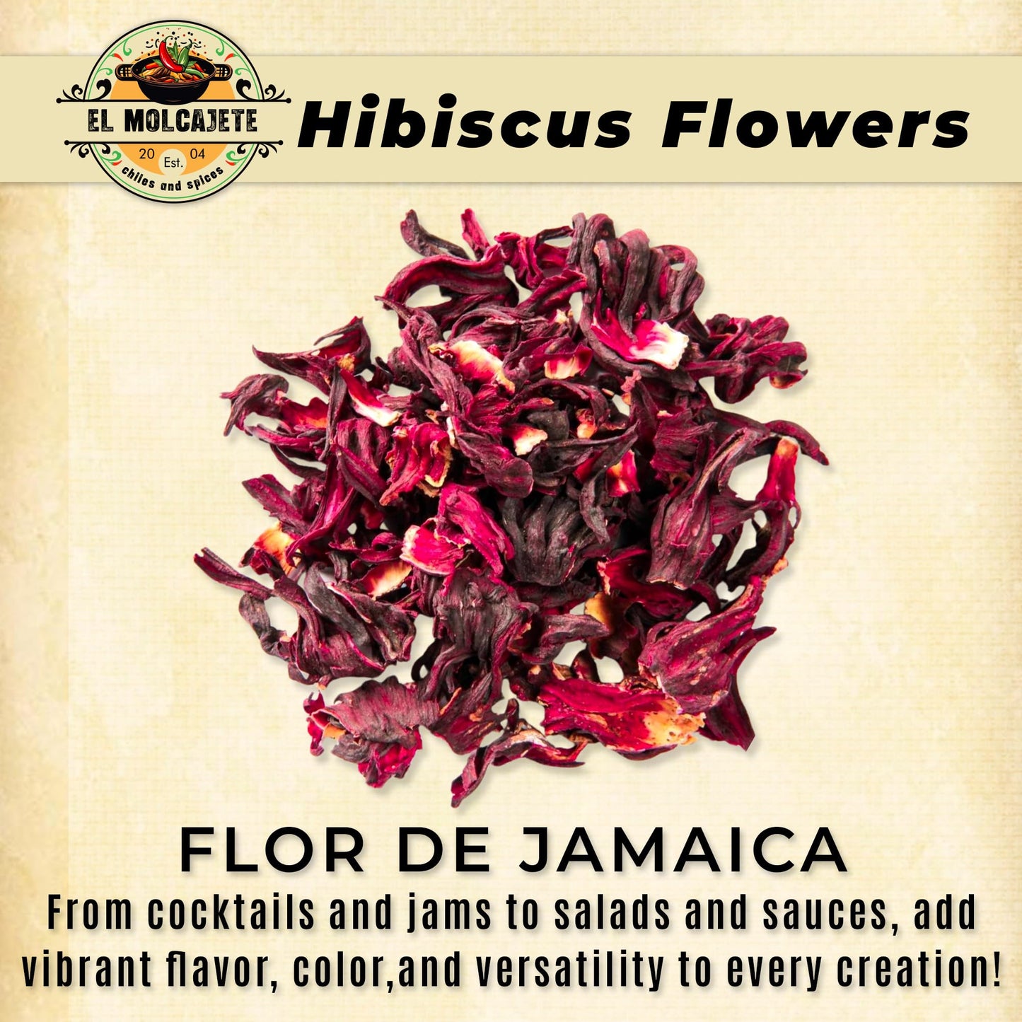 Dried Hibiscus Flowers (4 oz) All Natural Cut & Sifted Whole Petals for Hibiscus Tea, Mexican Agua Fresca, Flor de Jamaica, Sorrel & Zobo Drink By El