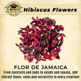 Dried Hibiscus Flowers (4 oz) All Natural Cut & Sifted Whole Petals for Hibiscus Tea, Mexican Agua Fresca, Flor de Jamaica, Sorrel & Zobo Drink By El