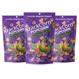 KrackCorn Popcorn, Jalapeno Flavored, Gourmet Snack, Gluten-Free, Non-GMO, No High Fructose, Non Guilty, Savoury and Spicy Kick, 8.5 oz, Pack of 3