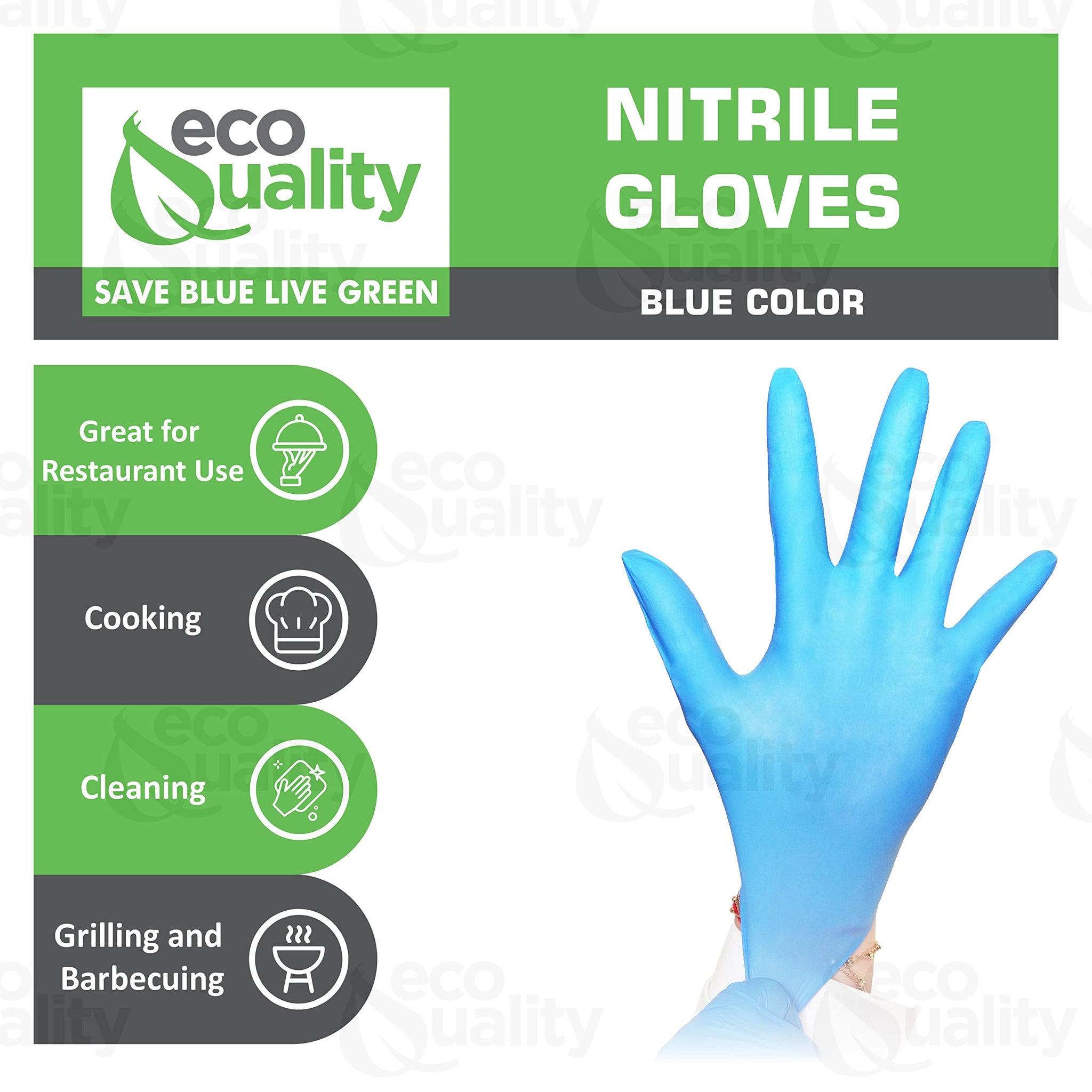 EcoQuality Blue Disposable Nitrile Gloves, Heavy Duty, Latex Free, Powder Free, Mechanic Gloves, Cooking Gloves, Cleaning Gloves (200, Small)