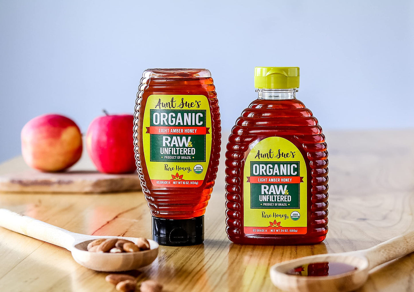 Aunt Sue’s Raw & Unfiltered Organic Honey, Light Amber, USDA Organic, 24 Ounce (Pack of 1)