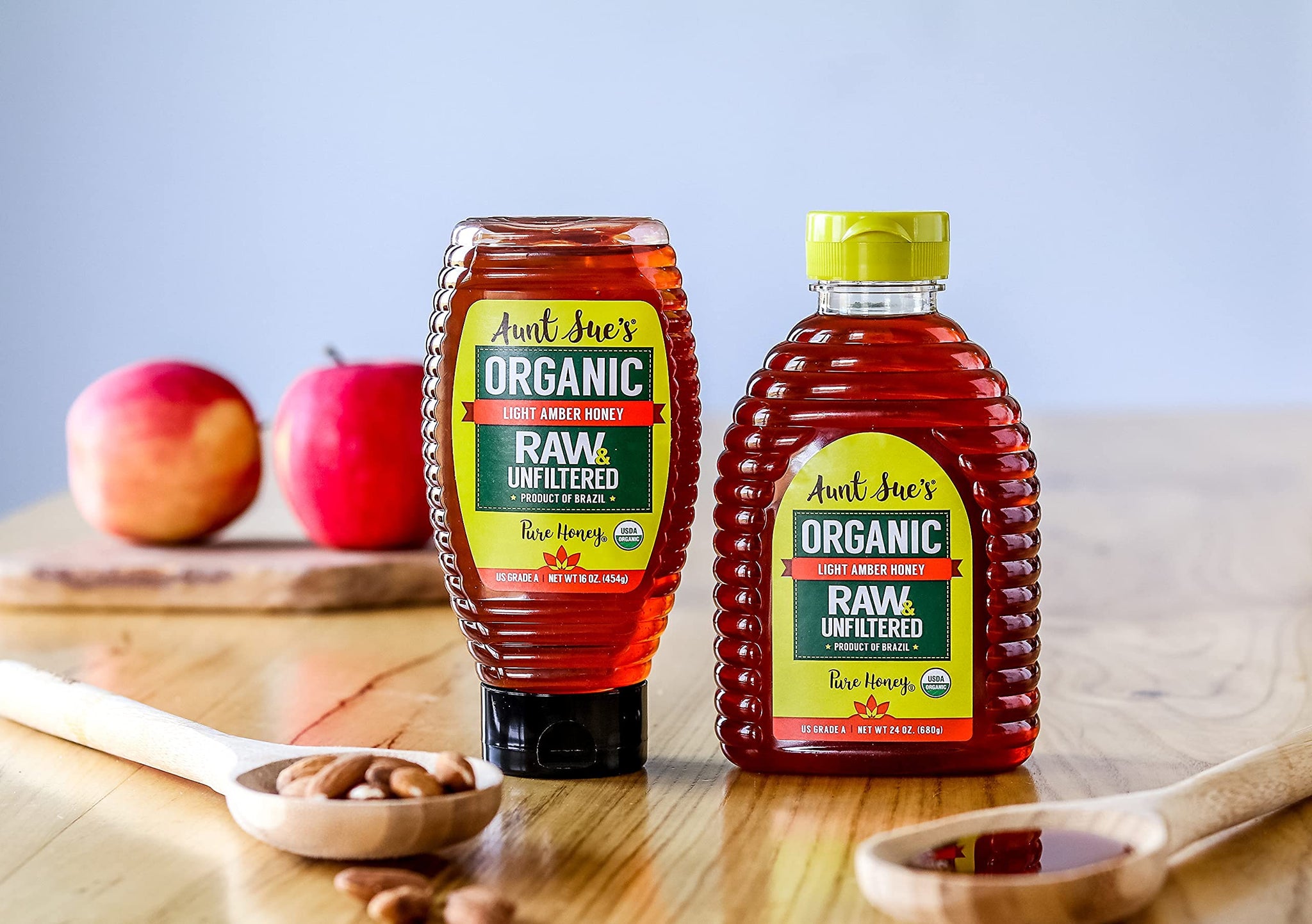 Aunt Sue’s Raw & Unfiltered Organic Honey, Light Amber, USDA Organic, 24 Ounce (Pack of 1)