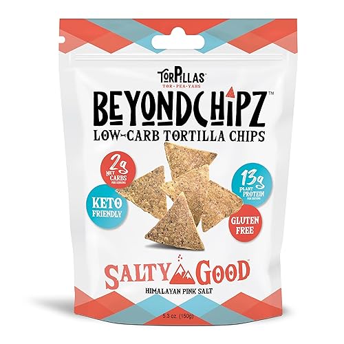 BeyondChipz Low Carb Tortilla Chips, Salty Good, Keto Friendly, Gluten Free, One 5.3oz Pouch