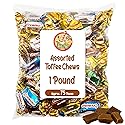 Toffee Candy Assorted - 1 Pound Bulk Chews, Toffee Candy Individually Wrapped - Five Delicious Flavors Vanilla, Chocolate, Coffee, Rum and Mint