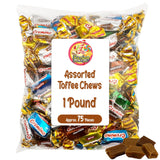 Toffee Candy Assorted - 1 Pound Bulk Chews, Toffee Candy Individually Wrapped - Five Delicious Flavors Vanilla, Chocolate, Coffee, Rum and Mint
