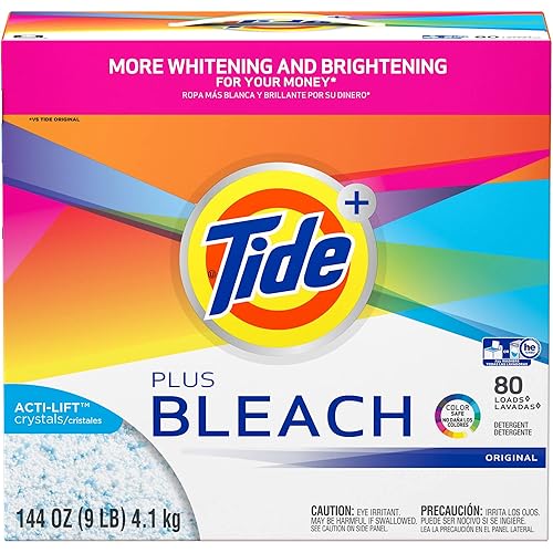 Tide Ultra Plus Bleach Original Scent Powder Laundry Detergent, 80 loads, 144 oz