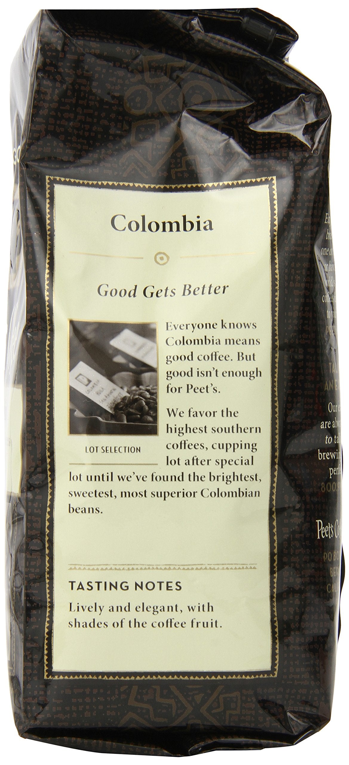 Peet's Coffee Ground Dark Roast Coffee, Colombia, 12 oz