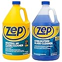 Zep Neutral pH Floor Cleaner Concentrate 1 Gal (1 Unit) and Zep Streak-Free Glass Cleaner 1 Gal (1 Unit) ECBD044 - Professional Floor and Glass