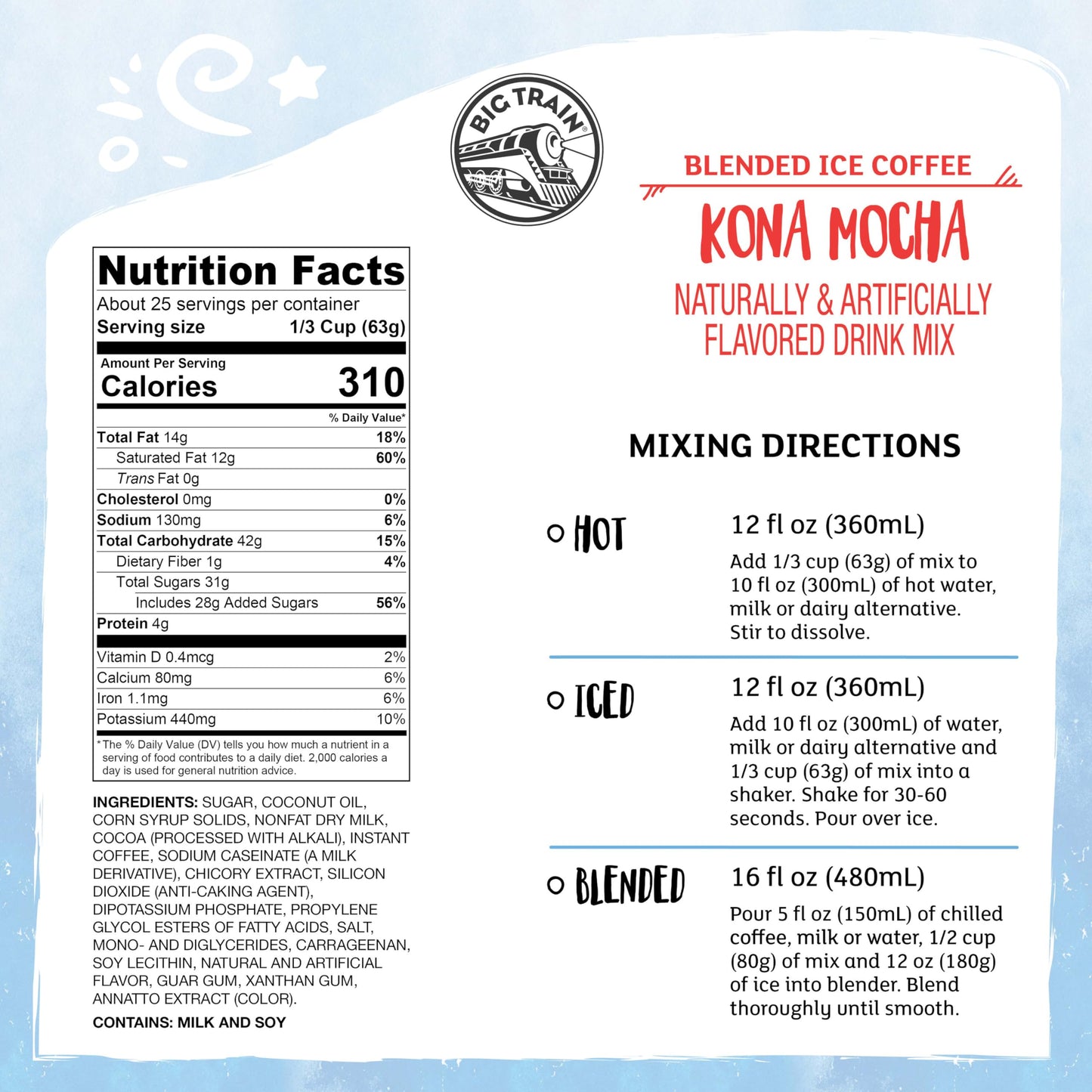 Big Train Kona Mocha Blended Ice Coffee Beverage Mix, 3.5 Pound (Pack of 1)