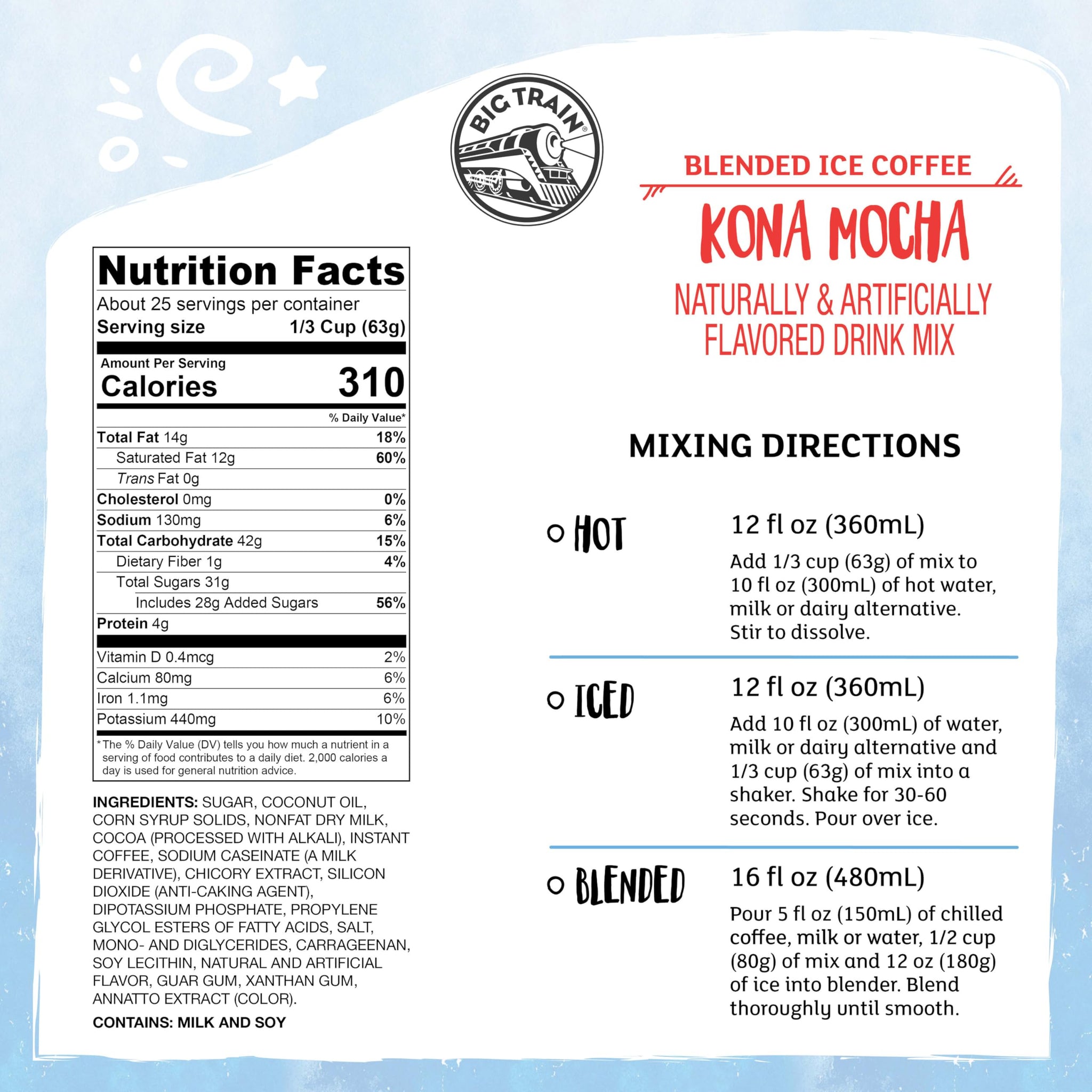 Big Train Kona Mocha Blended Ice Coffee Beverage Mix, 3.5 Pound (Pack of 1)