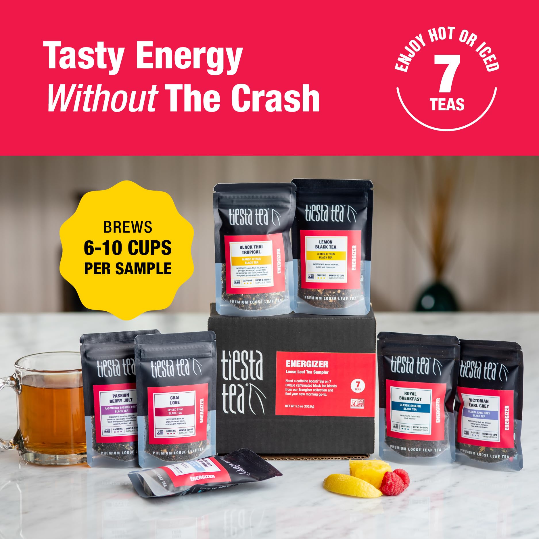 Tiesta Tea - Black Sampler Dry Flight Set, Loose Leaf, High Caffeine, Makes Hot & Iced, Assorted Tea Sets with Herbal, Chai, Fruit Black Teas & More