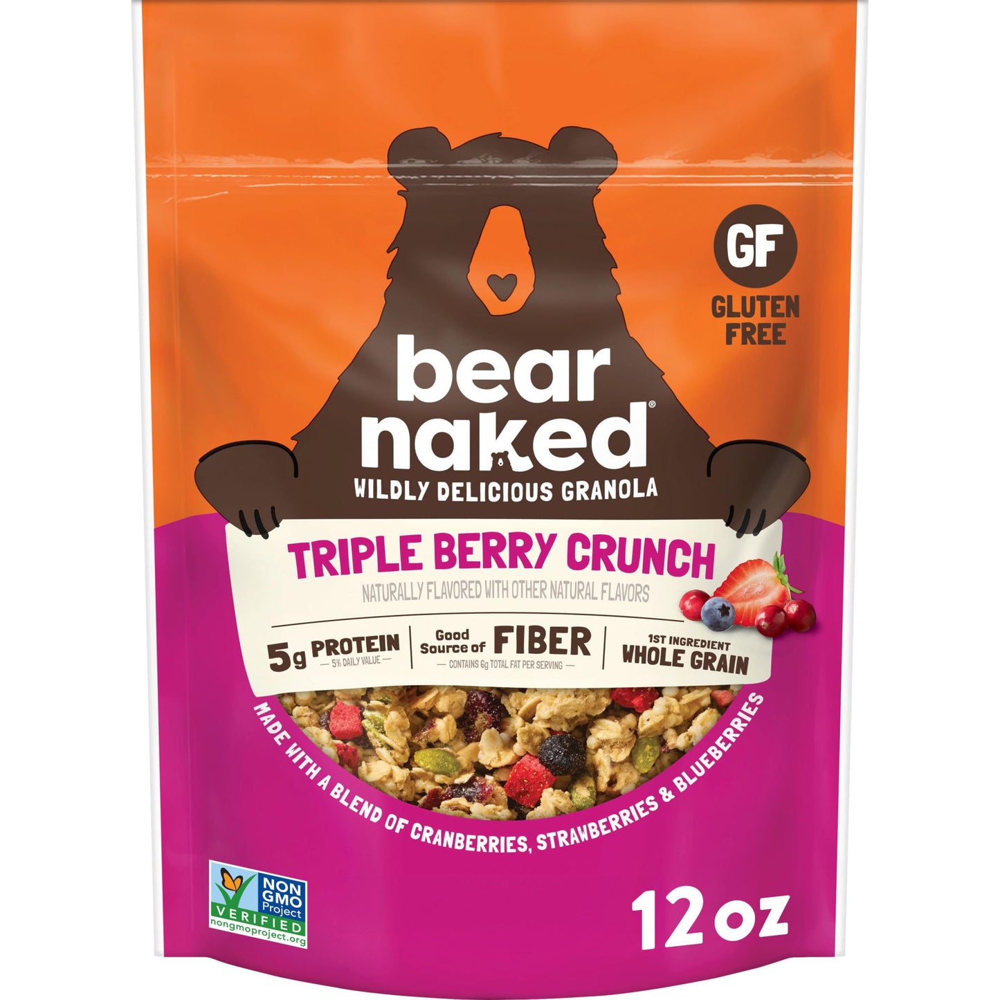 Bear Naked Triple Berry Fit Granola - Non-GMO, Kosher, Vegan - 12 Oz