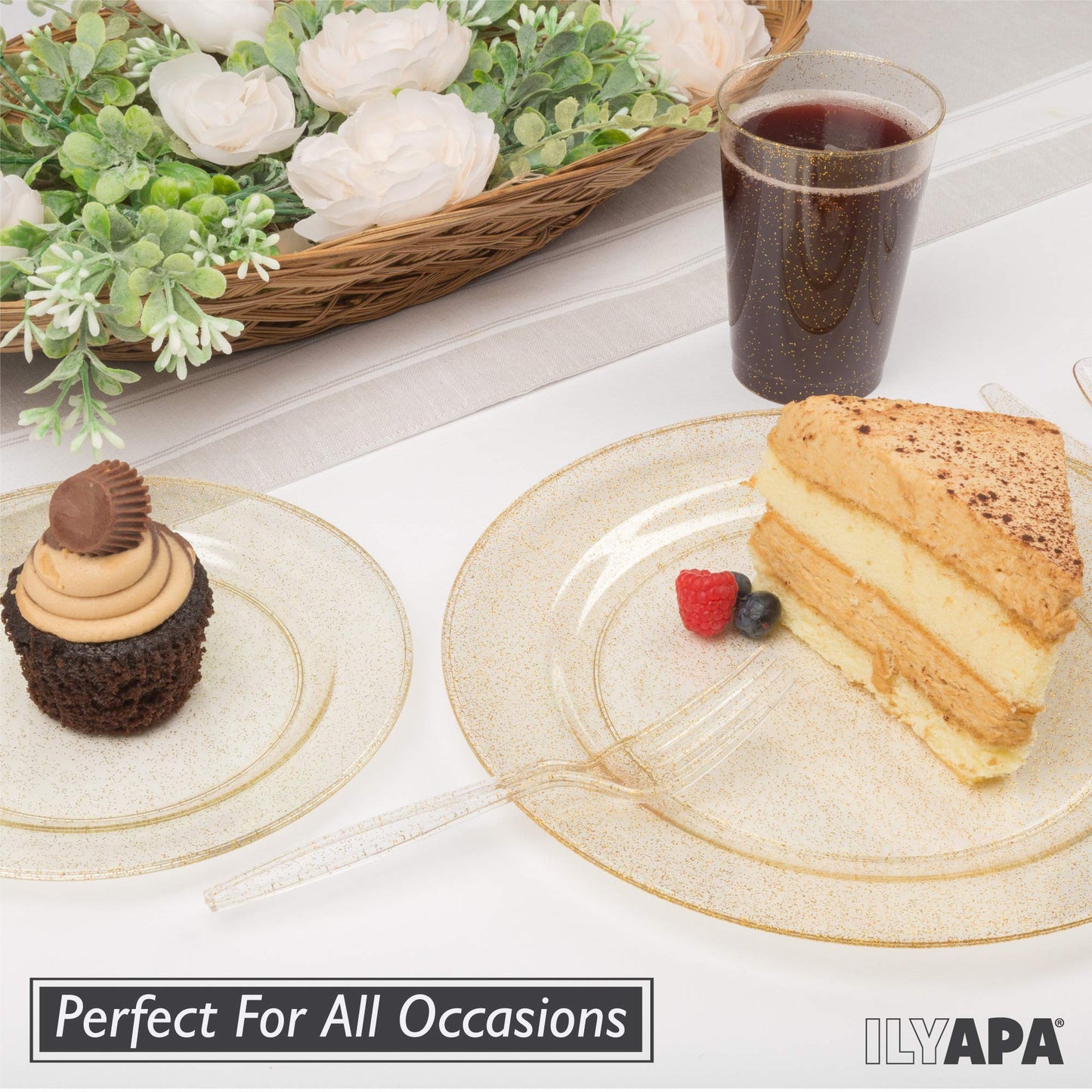 Ilyapa 100 Pack 6 Inch Disposable Dessert Plates, Plastic Clear Party Plate Sets for 100 Guests, Clear Appetizer and Cake Plates 6", Party & Dinner