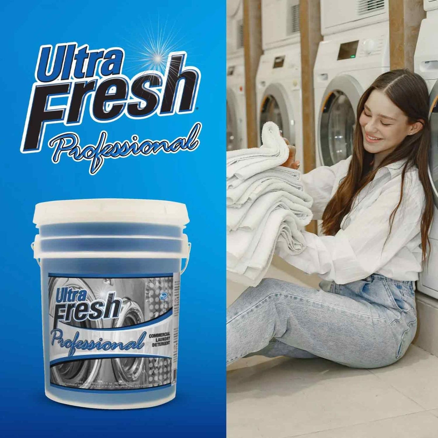 Ultra Fresh® Professional™ Commercial Laundry Detergent, 5 Gallons - Liquid with Easy Dispensing Pump for All Machine Types, up to 640 Loads