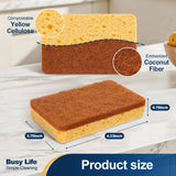 Yocada Cellulose Sponge 12 Pack Biodegradable Natural Kitchen Sponge Dual-Action Cleaning Sponge Compostable Cellulose and Coconut Walnut Non-Scratch