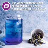Sou Zen Butterfly Pea Flowers, 80g Dried Blue Pea Flower Tea, Caffeine-Free Loose Leaf Herbal Tea, Natural Color Changing Tea for Drinks, Lemonade