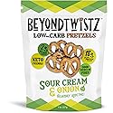 BeyondTwistz Low Carb Pretzels, Sour Cream and Onion, Keto Friendly, 2g Net Carbs, 18g Protein, Powered By HealthSense® High Fiber Wheat Flour, Family