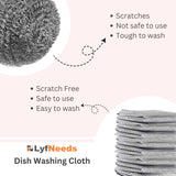 LyfNeeds Non Scratch Wire Dishwashing Rag, 8 Pack Double Layer Reusable Wire Dishcloth, Silver Mesh Metal Cleaning Cloth for Pots, Pans, Sink, Steel
