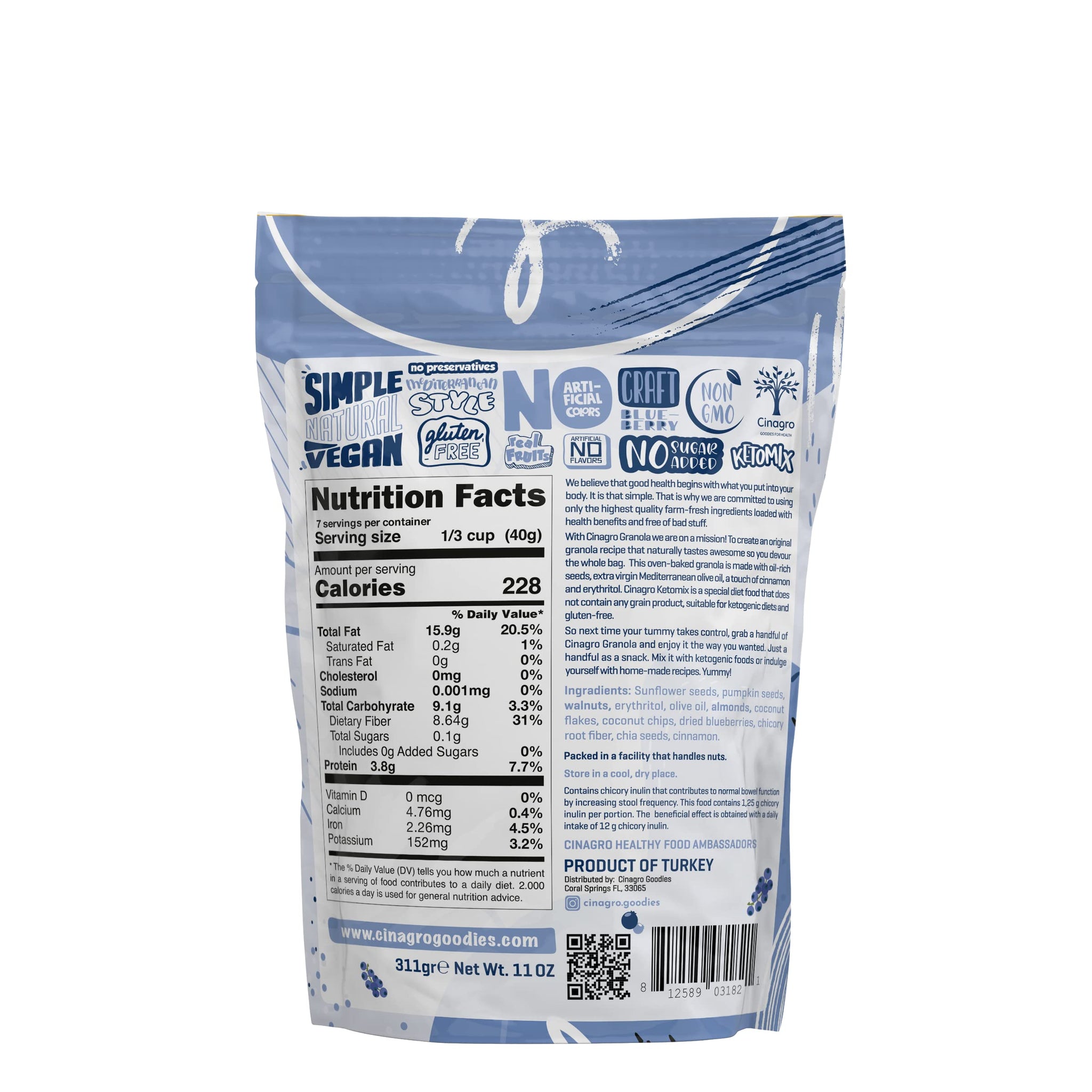 Cinagro Ketomix Gluten Free Prebiotic Added Functional Granola