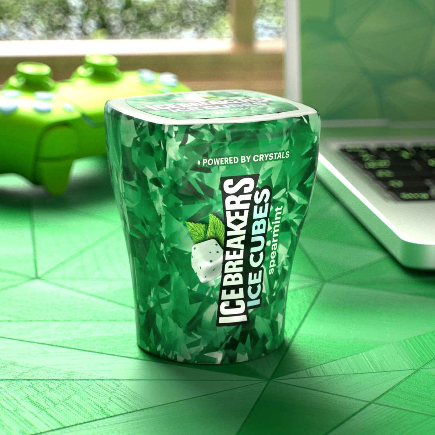 ICE BREAKERS Ice Cubes Spearmint Sugar Free Chewing Gum Bottle, 3.24 oz (40 Pieces)