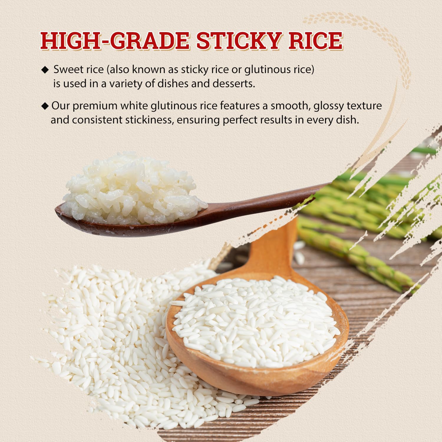 52USA Sweet Sticky Rice 2 Pound (32 Ounce), Premium Glutinous Rice 907g (Pack of 1), Gluten-Free, Vegan, All Natural, White Rice, Rich in Fibers