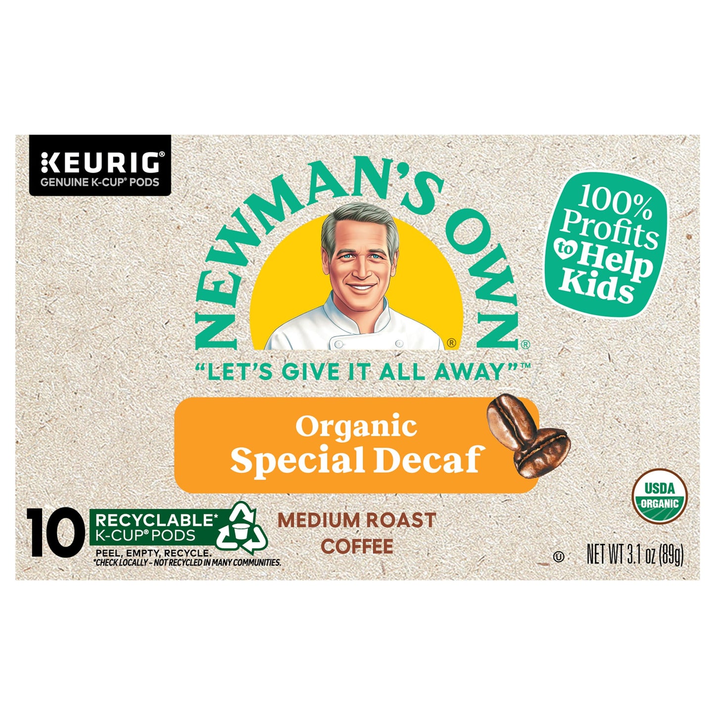 Newman's Own, Special Decaffeinated Medium Roast Coffee, 3.1 Ounce