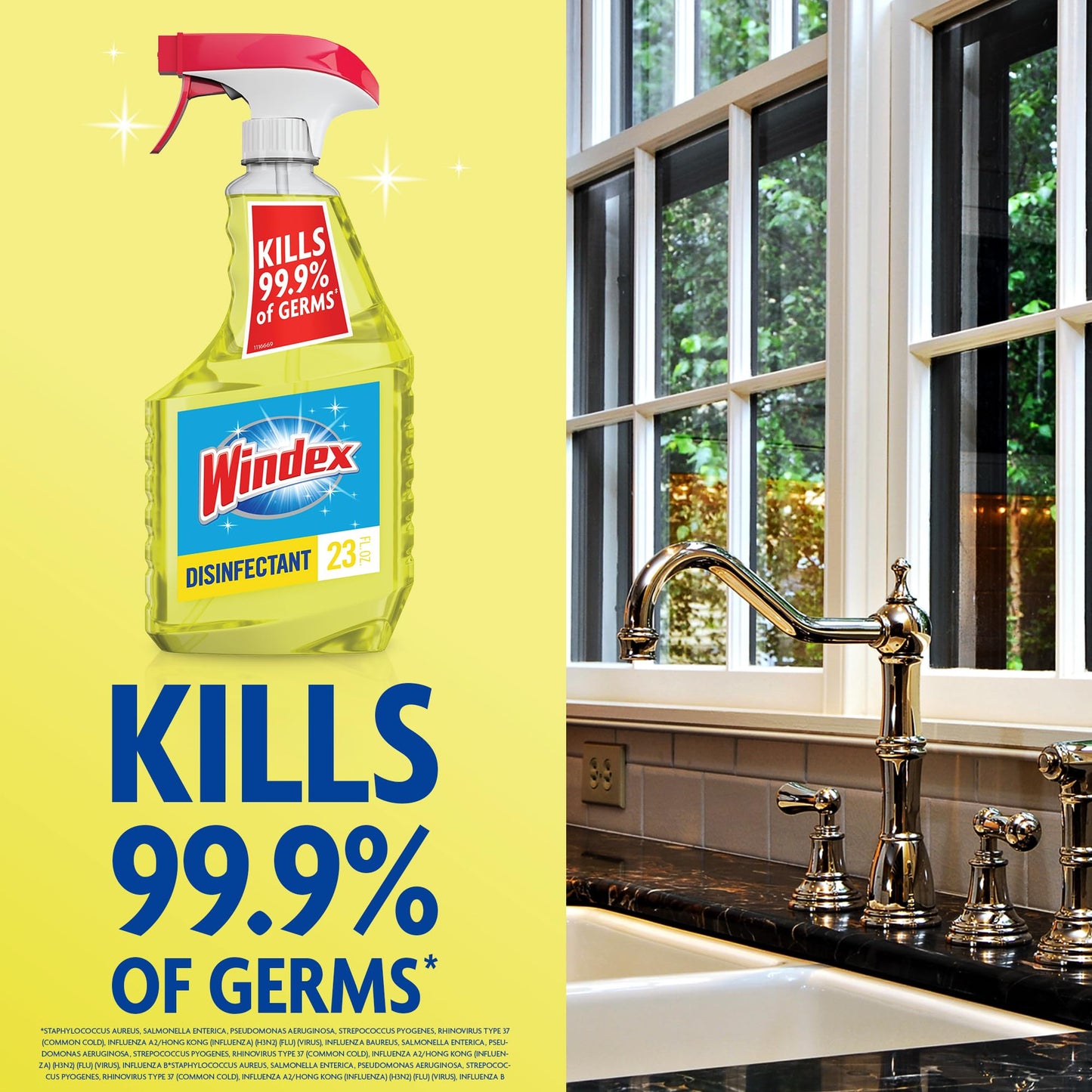 Windex Multipurpose Cleaner Disinfectant Spray Bottle, Fast Clean Surface Cleaner, Citrus Scent, 23 Fl oz
